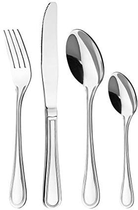 Cutlery Set for 6 People, 24 Pieces - Otto Koning Frankfurt- Stainless Steel Flatware Set, Mirror Polished. Silverware Set with Spoon Knife and Fork. Classic & Simple Design