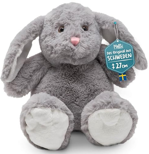 Mollis Kuscheltier - Kuschelhase - 27 cm - Plüschtier-Hase - Kinder-Kuscheltier - weiches Stofftier für Kinder und Babys (Grau)