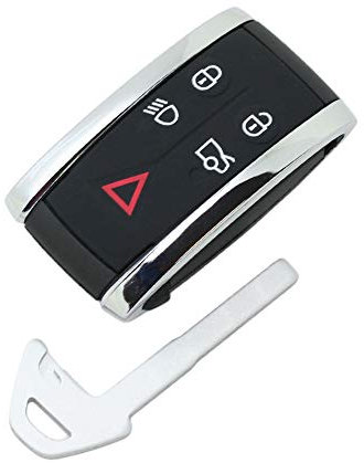 BROVACS Replacement Key Shell + Uncut Blank Emergency Insert Key Compatible with JAGUAR 5 Button Smart Keyless Entry Remote Key Case Fob PG980