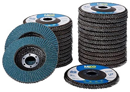 MIDO Professional Abrasive Flap Discs 115mm 25 PCS 40/60/80/120 Grit Assorted Type 29 Grinding Discs for Angle Grinder Sanding Metal Wood