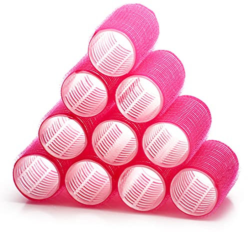 KHEERANA 10 Self Grip Black Hair Rollers Medium Curlers For Short & Long Hair Salon Hairdressing Curler Self Holding DIY Roller (36MM, 36MM)