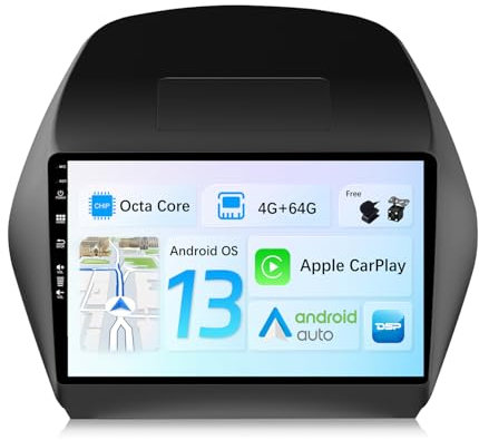 JOYX Android 14 Autoradio pour Hyundai IX35 (2010-2017) - [4G+64G] - Built-in DSP/Carplay/Android Auto - 2 Din 9 Pouce - LED Caméra MIC GRATUITES -Soutien Dab Volant BT5.0 WLAN 4G 360-Caméra Fast-boot