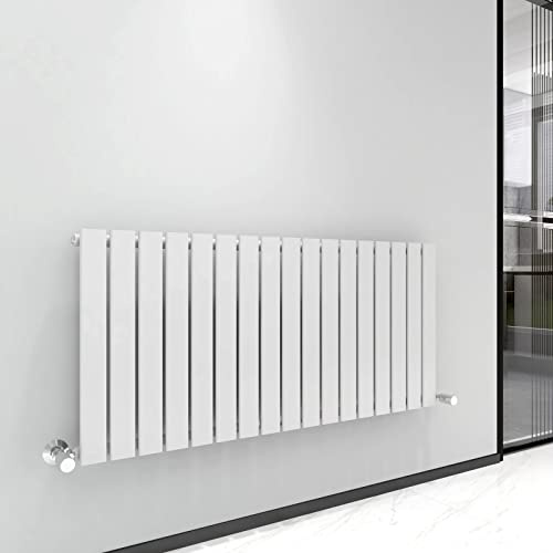 Radiator Horizontal Vertical Designer Flat Panel Central Heating Radiator 600mm Height (600x1156mm Single, White)