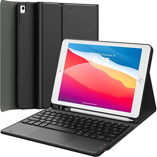 Earto Clavier iPad 9eme Generation, Smart Touchpad iPad 10.2 Clavier, Détachable sans Fil Clavier avec Porte-Crayon iPad Air 3/iPad Pro 10.5, Noir