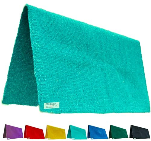 Majestic Ally Solid Color 34x 36 Traditional Acrylic Saddle Blanket with Hemline Edges-3.7 lbs (Turquoise)