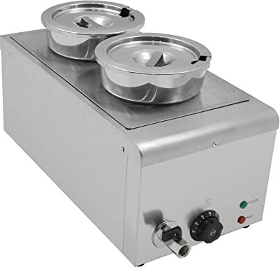 TAIMIKO Commercial Bain Marie - 2 Round 4.2L Pots Stainless Steel Electric Food Warmer, Buffet Wet Well for Catering & Restaurants, Temperature Control, 1500W