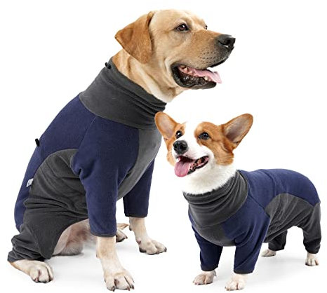 LIANZIMAU Fleece Dog Coat with Legs - Warm Jumper for Small to Large Pets - Indoor & Outdoor Wear