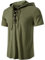 LucMatton Herren-Hemden aus Baumwolle, traditionell, Retro-Stil, zum Schnüren, kurzärmelig, für Mittelalter, Wikinger, Hippie, Armee-Grün-a, S