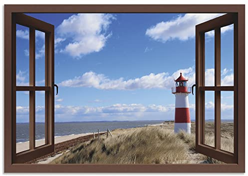 ARTLAND Wanddeko Wandbild Alu Verbundplatte für Innen & Outdoor Bild 100x70 cm Landschaften Fensterblick T5SC