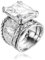 Statement-Ring aus 925er-Sterlingsilber mit weißem, achteckigem Zirkonia, Vintage-Antik-Look, hypoallergen, frei von Nickel und Blei, handgefertigte Designer-Kollektion, hergestellt in Israel