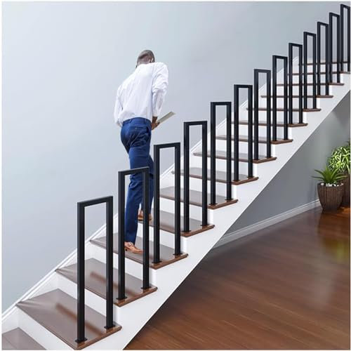 Handlauf Treppe, Handlauf U FöRmig, Treppenhandlauf, Treppengelander Innen Schwarz, Treppenhandlauf GeläNder FüR AußEnbereich, Indoor Outdoor Garten Treppenhaus Treppen StüTzgeläNder (90cm, Schwarz A)