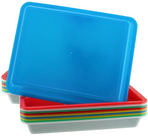 MOUYAT 20 PCS Plastic Activity Trays, 28 x 21 x 3cm Multicolor Arts and Crafts Tray Plastic Play Trays Crafts Organiser Tray for School, Home, DIY Projects, Painting, Beads, Organising Supply