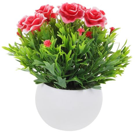 TOPPERFUN Künstliche Hibiskusblüten Kunstblumenarrangement Künstliches Blumenarrangement Künstlicher Hibiskus in Vase Tischdekoration Künstliche Blumen Im Topf Blumentopf Schreibtisch PVC