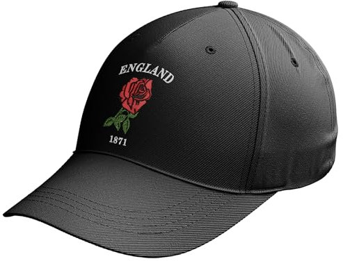 Purple Print House England 1871 Embroidery Baseball Cap Rugby Fans English Rose Supporters Hat Unisex, One Size, Black