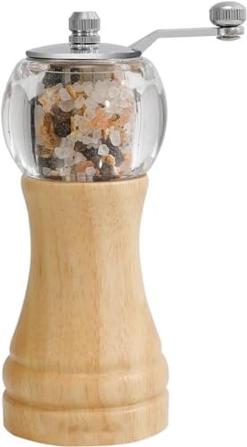 Nicoone Salt and Pepper Grinders Set,Manual Wood Salt and Pepper Mills Shakers with Ceramic Rotor,Hand Crank Sea Salt Grinder Mill for Pepper, Sea Salts, Various Spices