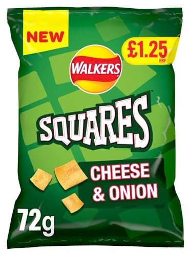 Generic Walkers Squares Cheese & Onion Snacks Crisp Bags 72g (Case Of 15)