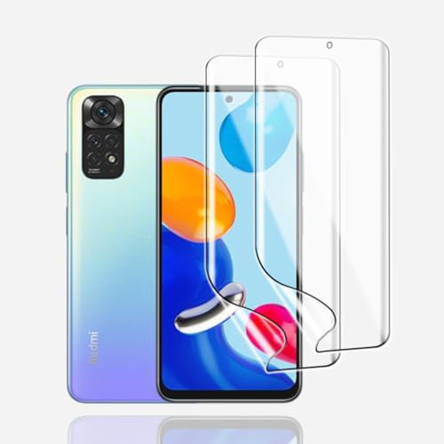 KoasVonson Películas de Hidrogel para Xiaomi Redmi Note 11, 2 Piezas Protectores de Pantalla de TPU Flexible HD Transparente, Compatible ID de Huellas Digitales [no vidrio templado]