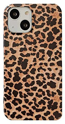 Reezaddin Cheetah Mobile Phone Cases Compatible with iPhone 14/13 Case, Leopard Print Cheetah Protective Case Classic for Girls Shockproof Soft Silicone Matte Brown 6.1 Inch (iPhone 13/14)