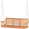 Panana Acacia Wood Porch Swing Chair 2-Seater Outdoor Wooden Swing Bench Loveseat with Hanging Chains for Garden Backyard Deck Patio