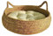 Dualoai Lit de Chat en Rotin Chaud Panier de Coussin Rond pour Chat 2 en 1 Panier de Chat Lit de Couchage en Peluche pour Chat Bol à Gratter pour Chat Chaton, Blanc 35cm