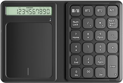 Teclado Numérico Bluetooth, 23Teclas Teclado Numérico Inalámbrico Portátil con Calculadora de Pantalla y Panel Táctil, Extensiones de Teclado Compatibles con el Ordenador Portátil/Sobremesa