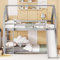 Shye Doppelbett Kinderbett Hausbett Etagenbett mit Rutsche und Leiter, Kinderzimmer Hoch-Doppel-Stockbett (Grau, 140x200cm)