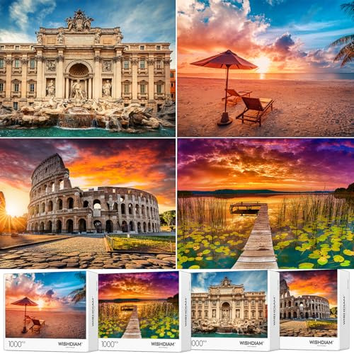 Puzzles 4 Pack 1000 Teile - WISHDIAM Puzzles für Erwachsene - Zion & Yellowstone & Grand Canyon Nationalpark Naturlandschaft Herausfordernde Puzzles für Wohnkultur Geburtstagsgeschenke Spielzeug für
