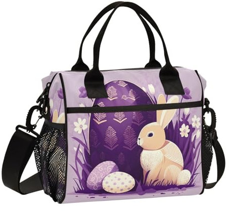 GAIREG Lonchera morada de huevo de Pascua con correa para mujer, lonchera grande para mujer