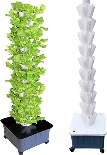 PTSZNGS Sistema di Coltivazione acquaponica a 40/50/60 Fori, Set di Torri idroponiche, Torre aeroponica automatizzata, Sistema di Coltivazione Senza Suolo, Smart Indoor, Bianco