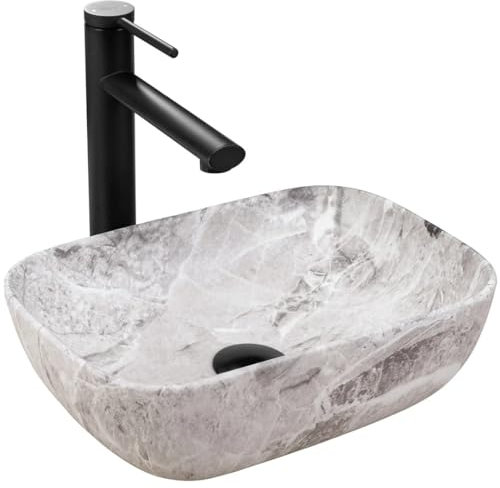 GTM Design Aufsatzwaschbecken Matt Modern Waschbecken ohne Hahnloch - Elegant Aufsatzwaschbecken Oval für Badezimmer und Gäste WC - nur Bad Waschbecken - Modell 13