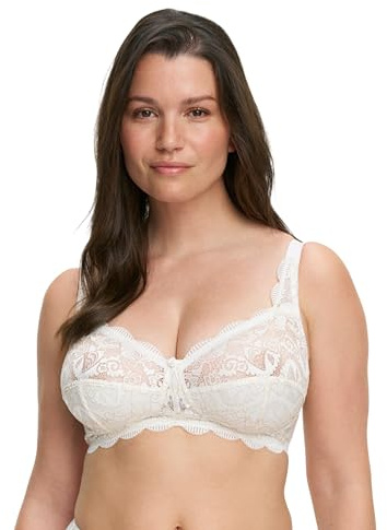 SUSA Damen BH ohne Bügel I Latina 7814 I Größen B-F I Femininer BH mit 3-geteilten Cups & elastischer Spitze I Verstellbare Träger & Rückenverschluss I Halbtransparenter Komfort-BH