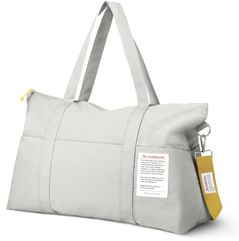 Flintronic Sporttasche für Damen, Reise Duffel Bag, Weekender Damen Reisetaschen mit Trolley-Hülle, Wasserdicht Gym Bag Travel Bag, Handgepäck Tasche für Sport Reise Flugzeug (Gray)