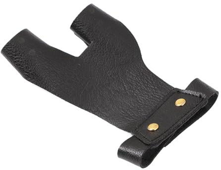 Psdndeww ArcheryFinger-Handschuhe, Leder, Schleifen-Schutz, Schutzhandschuhe für Männer, Frauen, Jugendliche, Erwachsene, Schwarz