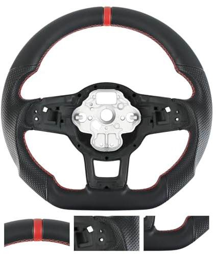Acclcors Volante in pelle completa – antiscivolo perforato impugnatura traspirante a forma di D