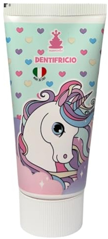Kinderzahnpasta Einhorn Erdbeergeschmack mit Natriumflourid gegen Zahnverfall 50 ml