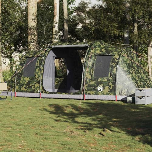 Festivalzelt Camping Zelt Biwakzelt Touristenzelt Tunnelzelt 4 Personen Camouflage Wasserdicht für Outdoor Camping, Wandern, wasserdicht