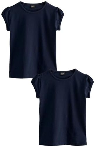 NEXT Mädchen T-Shirts mit Puffärmeln, 2er-Pack Marineblau 128