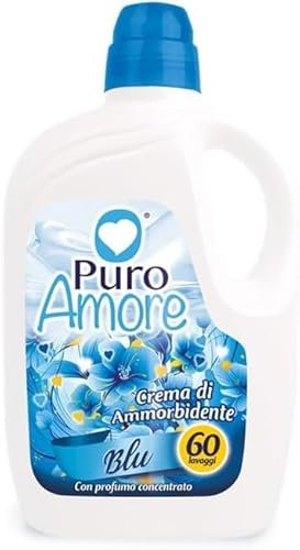 Puro Amore Ammorbidente Liquido, Con Profumo Concentrato, 4 Bottiglie da 60 Lavaggi, 240 Lavaggi Totali (BLU)