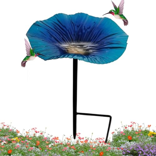 Vogelbad,Ständer Vogeltränke Mit Futterschale - Blumenförmige wasserdichte dekorative ästhetische Gartendekoration Futterstation für Garten Terrasse und