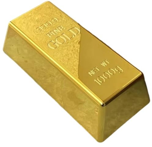 HiyyFloy Fake Gold Bar Brick Bullion Glittering Movie Prop for Decoration Halloween Pirate Costume Supplies Novelty Gifts Paper Weight Door Stop