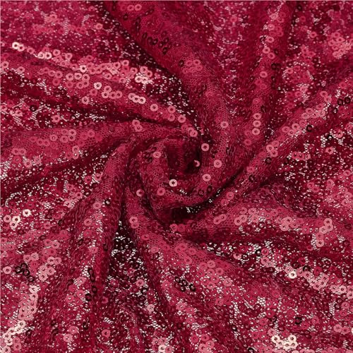 sourcing map Tessuto con paillettes fucsia, al metro, lunghezza 1,3 m, larghezza 1,3 m, tessuto lucido e scintillante per cucito fai da te, vestiti, sfondi, tovaglie, runner da tavola