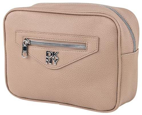DKNY - Kulturbeutel Reise Damen Herren Wasserdicht Groß Hängend mit Fächern Waschtasche Organisator für Kosmetik und Hygieneartikel, Taupe