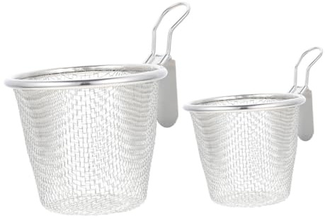 HEALLILY 2 pièces Passoire Hot Pot Acier Inoxydable Panier Filtrant pour Nouilles et Fondue Chinoise Résistant Chaleur Poignée Confortable Multifonction pour
