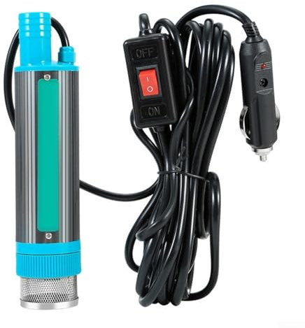 Bomba de transferencia de combustible eléctrica 12V/24V DC 38mm Bomba diesel sumergible con caudal de 30 L/min, motor de 4500 RPM para diesel/queroseno/agua/aceite, carcasa de metal, capacidad de