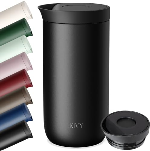 KIVY Thermobecher 500 ml - 6h Heiß|24h Kalt - Spülmaschinenfest- BPA-Frei | Auslaufsicher - Für Kaffee, Tee & Iced Coffee - Coffee to go Becher - Thermotasse mit Deckel - Isolierbecher - Travel Mug