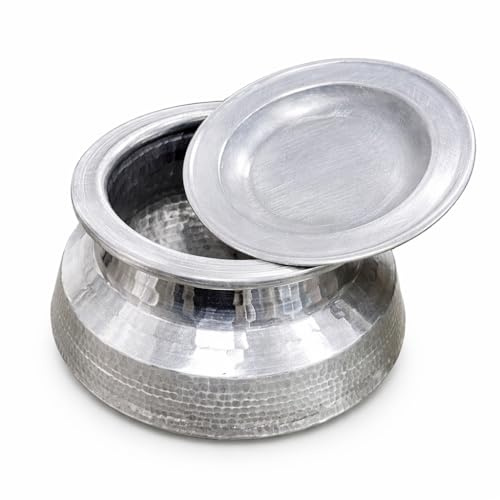 Aluminium Hammered Handi Cooking Pot with Lid, Traditional Indian Degchi for Curry and Biryani (16 INCH)