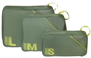 American Tourister Packwürfel Set 3 Stück - Koffer Organizer für Urlaub, Gepäck Organizer für Koffer, Handgepäck und Rucksack, Oliv/Limette