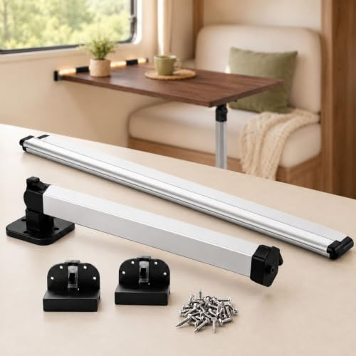 Camping-car Pied table et rail coulissant, 51–78cm Pied table télescopique | Pied table pliant et amovible en aluminium avec rail guidage 50cm pour camping-cars caravanes et bateaux