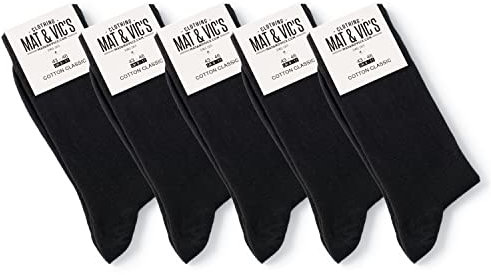 Mat And Vic's Chausettes, Confortables, Respirantes - Noir - Lot de 5 paires 39-42
