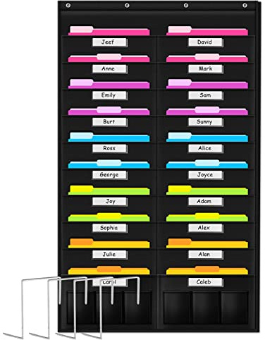 Godery Tür hängende Datei Organizer/Ordner Pocket Chart, 20 Pocket + 6 Werkzeug Tasche Cascading Wall Organizer, perfekt für Home Organizer, Schule Pocket Chart, Office Bill Archivierung